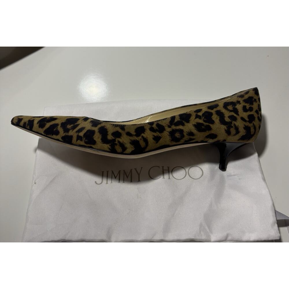 Jimmy Choo Leopard Print Kitten Heel Pumps Shoes Suede Professional Sz 38.5 - Picture 12 of 16